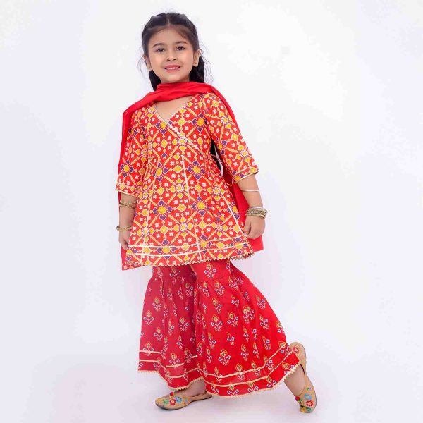 Red Bandhani Sharara Set