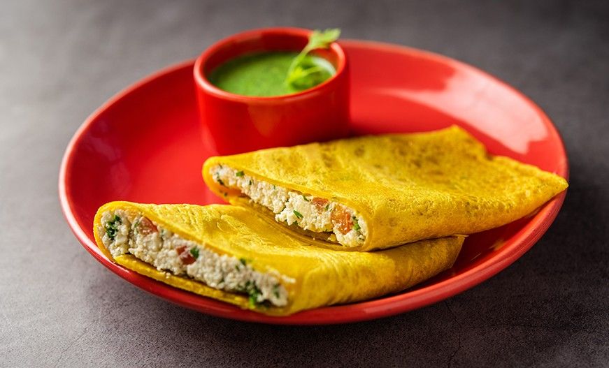 Breakfast Ideas For Kids - Moong Dal Paneer Cheela Serves 2