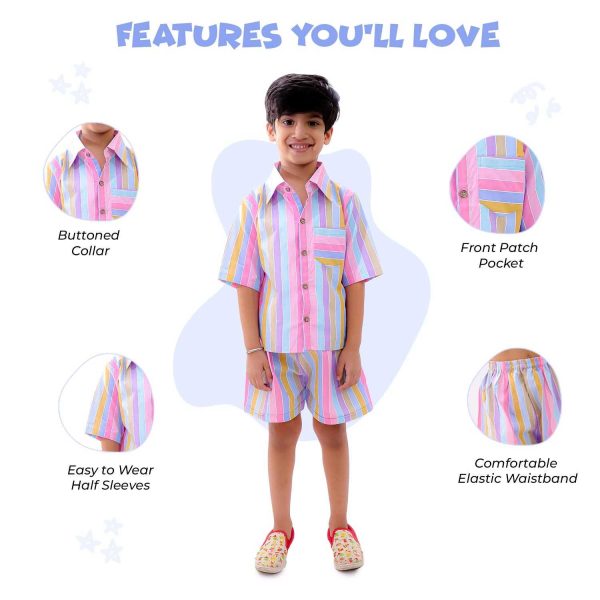 Colourful Striped Shorts Set