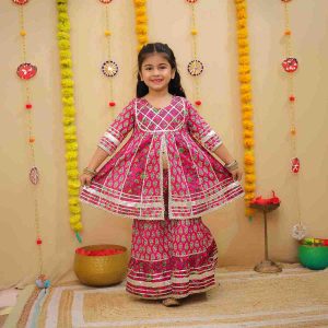 Red Floral Sharara Set