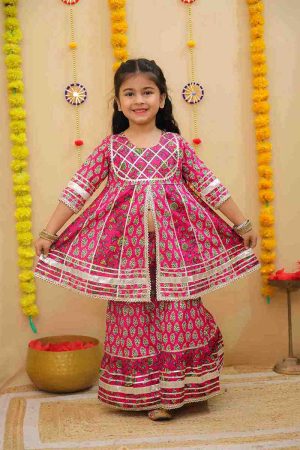 Red Floral Sharara Set