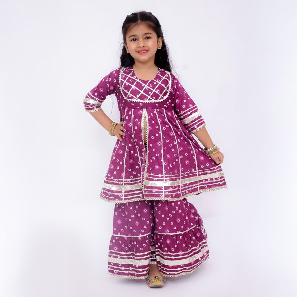 Purple Bandhani Sharara Set