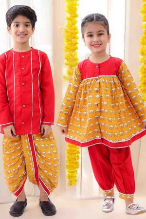 Mustard Camel Co Ord Set & Camel Mustard Maroon Dhoti Kurta