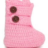 Pink Boots with Brown Buttons