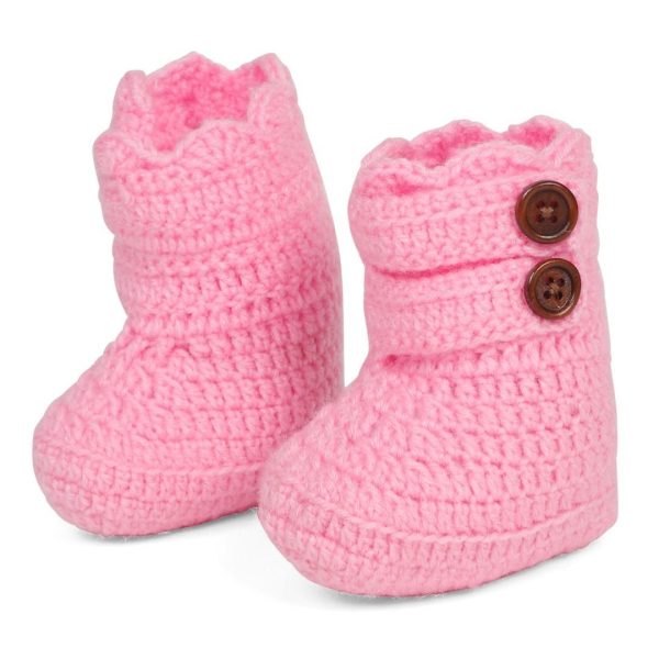 Pink Boots with Brown Buttons