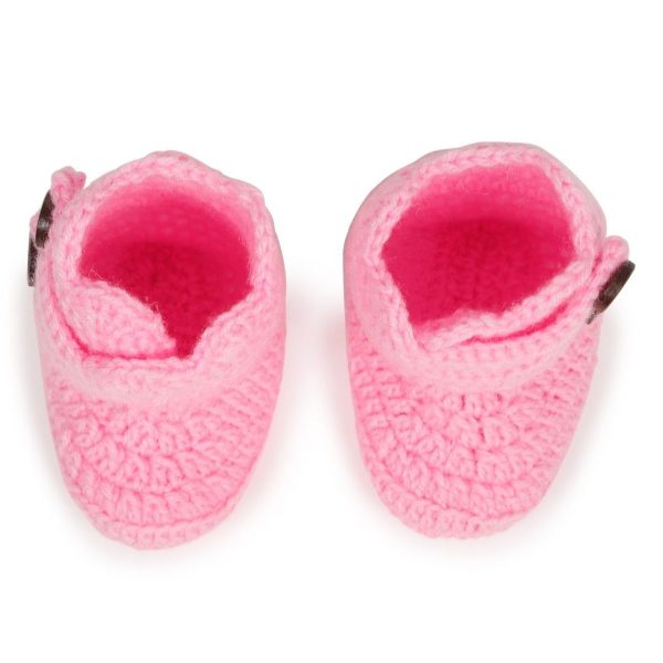Pink Boots with Brown Buttons