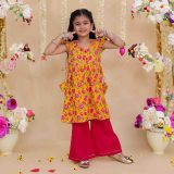 Yellow and Pink Kurta with Pink Pallazo