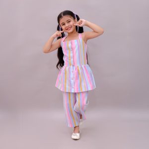 Girls Colourful Stripes Co Ord Set
