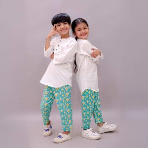 Kids Fish Print Kurta Pajama Night suit