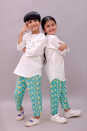 Kids Fish Print Kurta Pajama Night suit