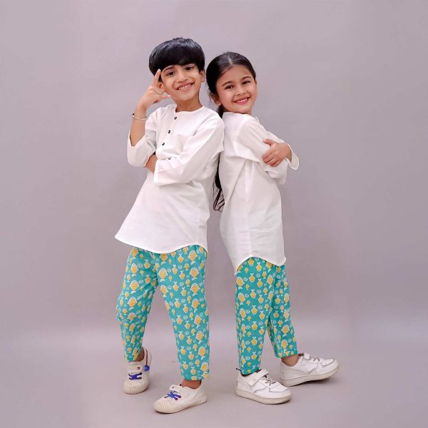 Kids Fish Print Kurta Pajama Night suit