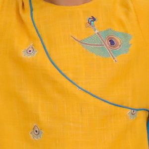 Yellow Mor Pankh Dhoti Kurta