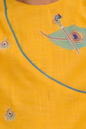 Yellow Mor Pankh Dhoti Kurta