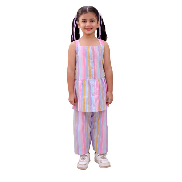 Girls Colourful Stripes Co Ord Set