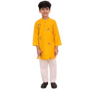 Mustard Embroidery Kurta Pajama