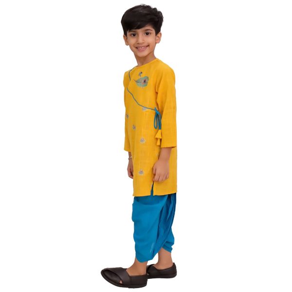 Yellow Mor Pankh Dhoti Kurta