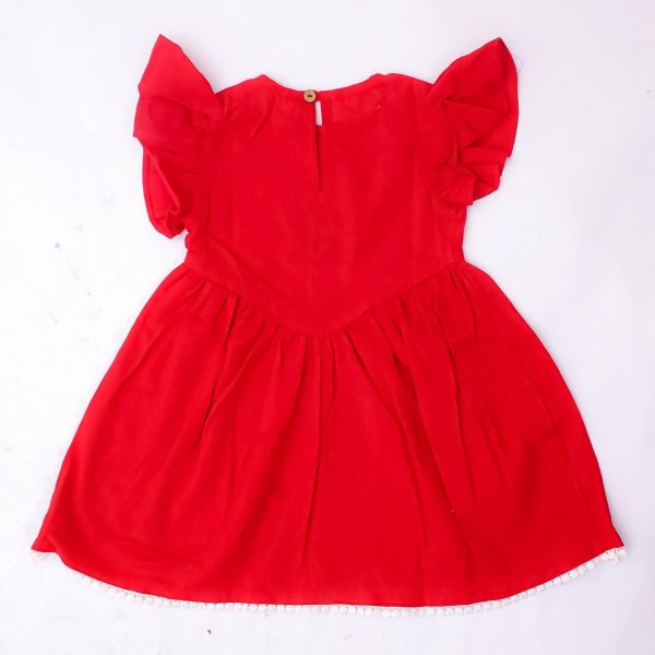 Red Bird Embroidery Frock with Bloomer