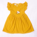Mustard Bird Embroidery Frock with Bloomers
