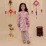 Girls Yellow and Pink Kurta with Pink Pallazo