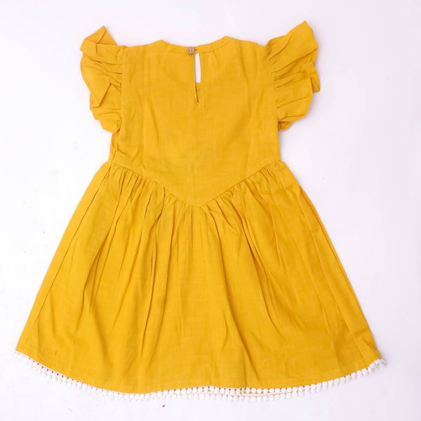 Mustard Bird Embroidery Frock with Bloomers