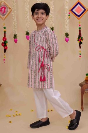 Angrakha Printed Kurta Pajama