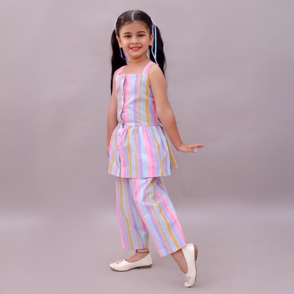 Girls Colourful Stripes Co Ord Set