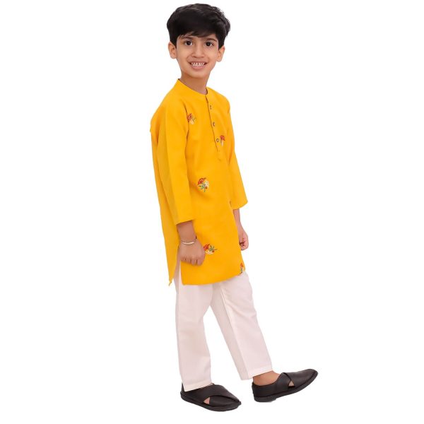 Mustard Embroidery Kurta Pajama