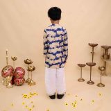Navy Blue Cow Printed Kurta Pajama