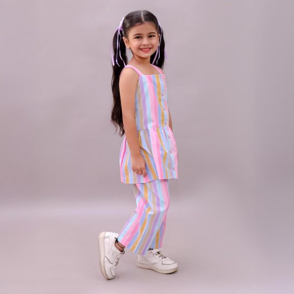 Girls Colourful Stripes Co Ord Set