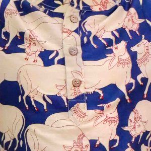 Navy Blue Cow Printed Kurta Pajama