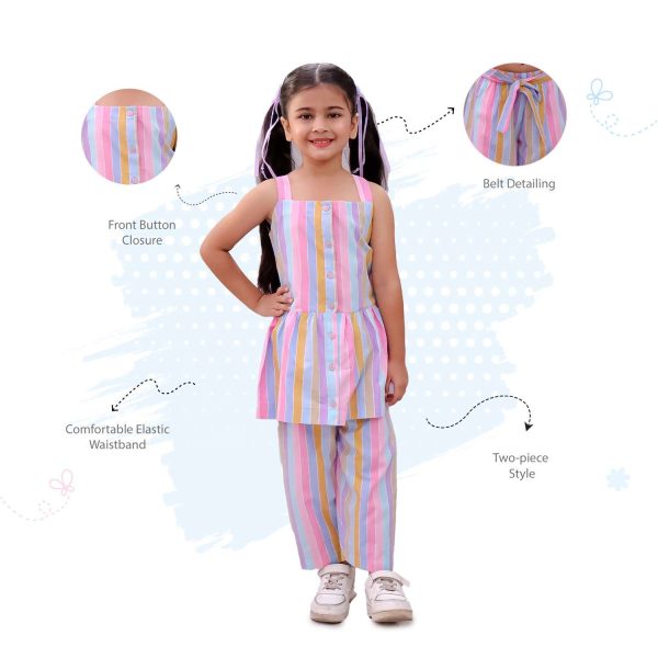 Girls Colourful Stripes Co Ord Set