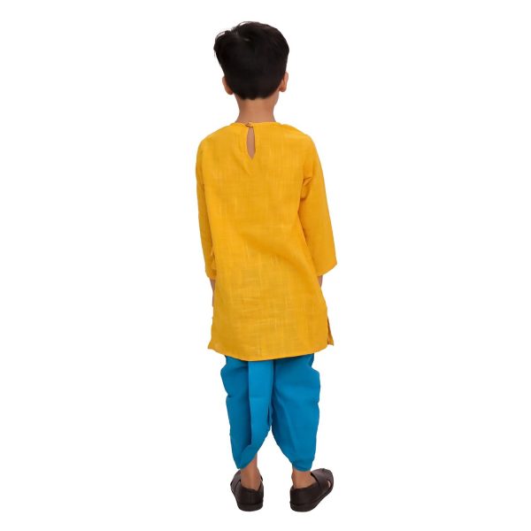 Yellow Mor Pankh Dhoti Kurta