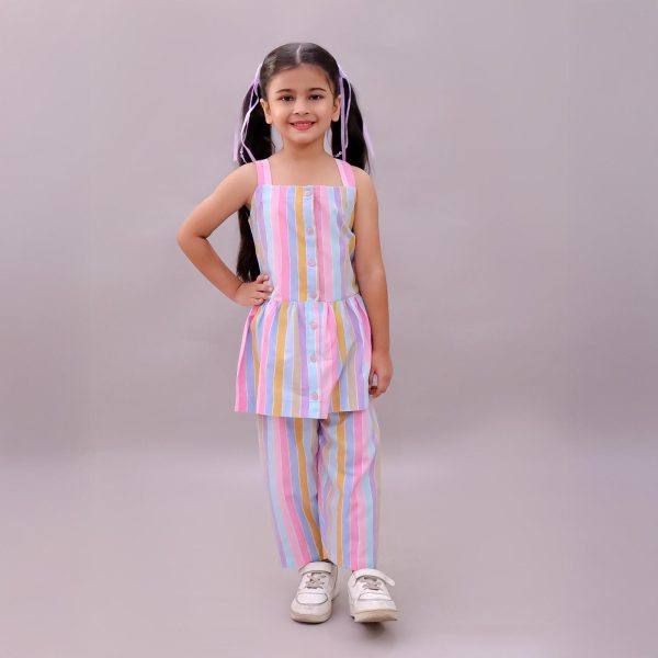 Girls Colourful Stripes Co Ord Set