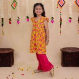 Yellow and Pink Kurta with Pink Pallazo