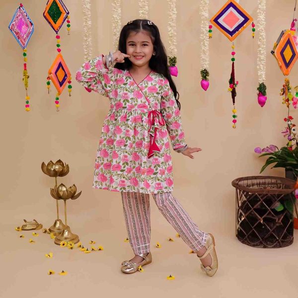 Girls Yellow and Pink Kurta with Pink Pallazo