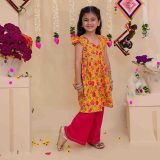 Yellow and Pink Kurta with Pink Pallazo