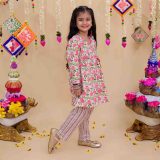 Girls Yellow and Pink Kurta with Pink Pallazo