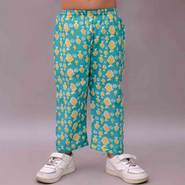 Kids Fish Print Kurta Pajama Night suit