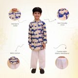 Navy Blue Cow Printed Kurta Pajama