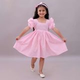 Girls Pink Gingham Frock with Hairband