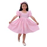 Girls Pink Gingham Frock with Hairband