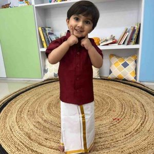 Boys Party (Festive) Kurta Dhoti Pant (Red)