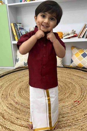 Boys Party (Festive) Kurta Dhoti Pant (Red)