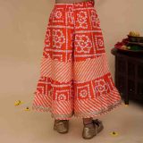 Girls Orange Bandhani Lehriya Sharara Suit with Dupatta