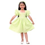 Girls Green Gingham Frock with Hairband