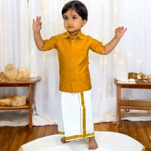 Little Ginnie Boys Party (Festive) Kurta Dhoti Pant (Gold)