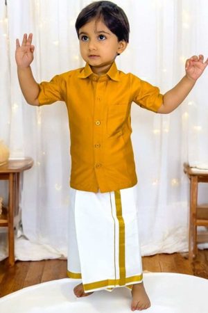 Little Ginnie Boys Party (Festive) Kurta Dhoti Pant (Gold)