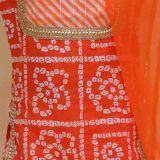 Girls Orange Bandhani Lehriya Sharara Suit with Dupatta