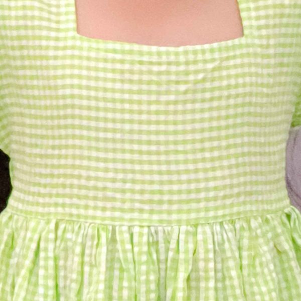 Girls Green Gingham Frock with Hairband
