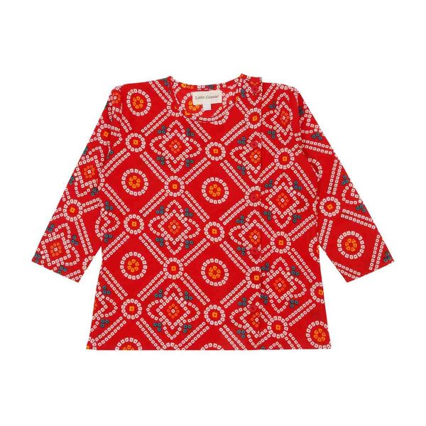 Boys Red Bandhani Dhoti Kurta